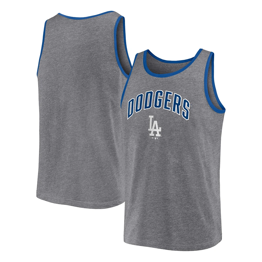 Débardeur primaire Fanatics Heather Grey Los Angeles Dodgers pour hommes