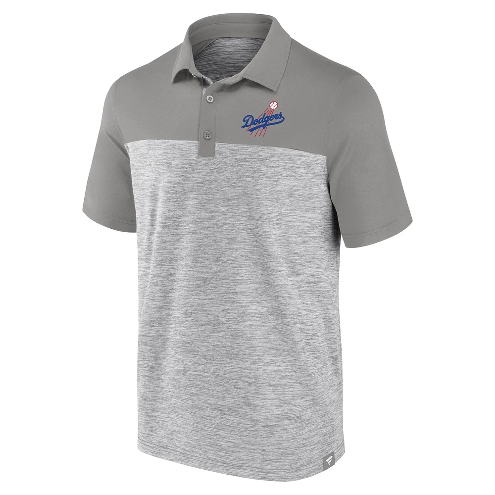 Men's Fanatics Heather Gray Los Angeles Dodgers True Classics Avid Fan Brushed Polo