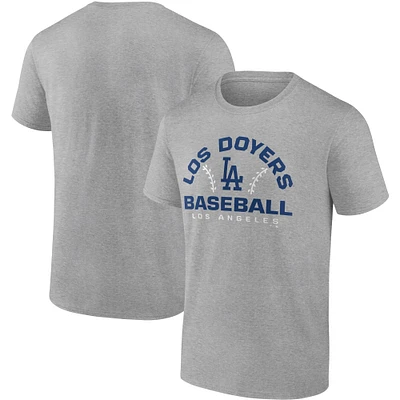 Men's Fanatics Heathered Gray Los Angeles Dodgers Iconic Go for Two T-Shirt