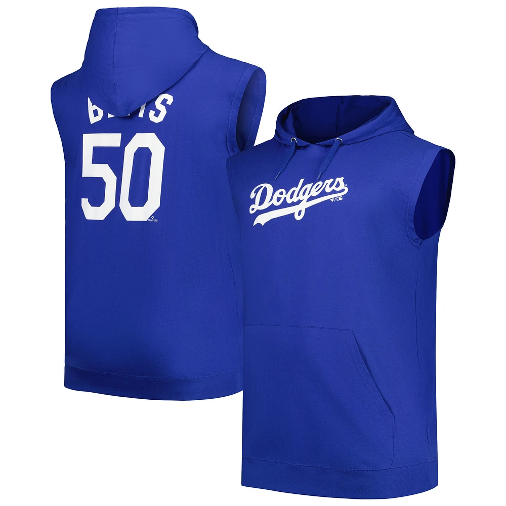 Men's Fanatics Mookie Betts Royal Los Angeles Dodgers Name & Number Muscle Tank Hoodie