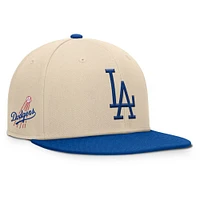 Casquette snapback Bounder Fanatics pour homme, couleur naturelle/bleu royal, collection Cooperstown des Los Angeles Dodgers