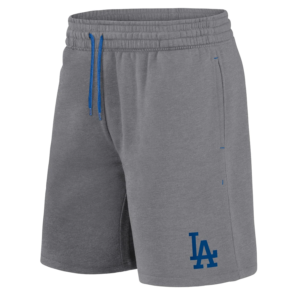 Ensemble combiné t-shirt et short Fanatics Royal/Heather Grey pour hommes des Los Angeles Dodgers Arch