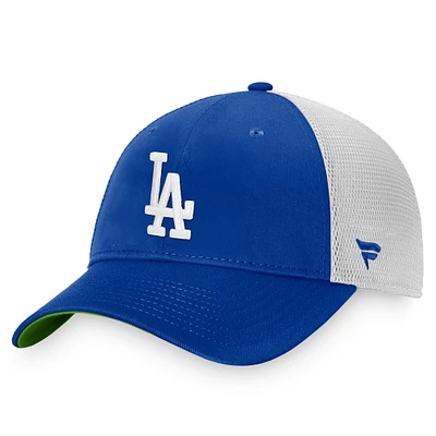 Casquette Snapback de camionneur Fanatics Royal/Blanc Los Angeles Dodgers First World Series Patch Team pour hommes