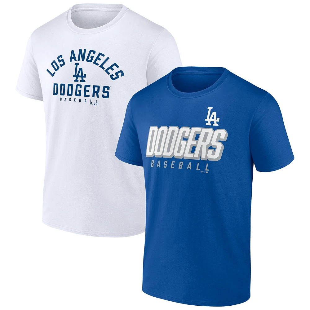 Ensemble combiné de t-shirts Fanatics Royal/Blanc Los Angeles Dodgers Player Pack pour hommes