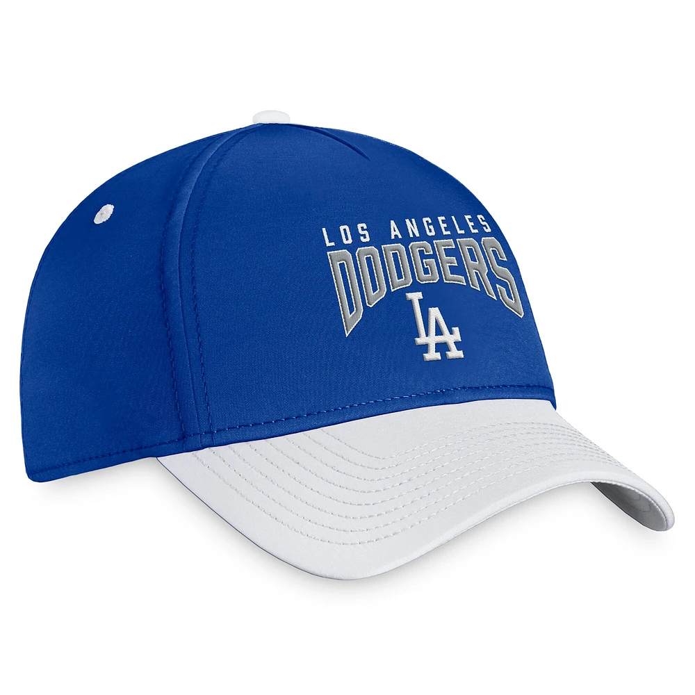 Casquette flexible à logo empilé Fanatics Royal/Blanc Los Angeles Dodgers pour hommes