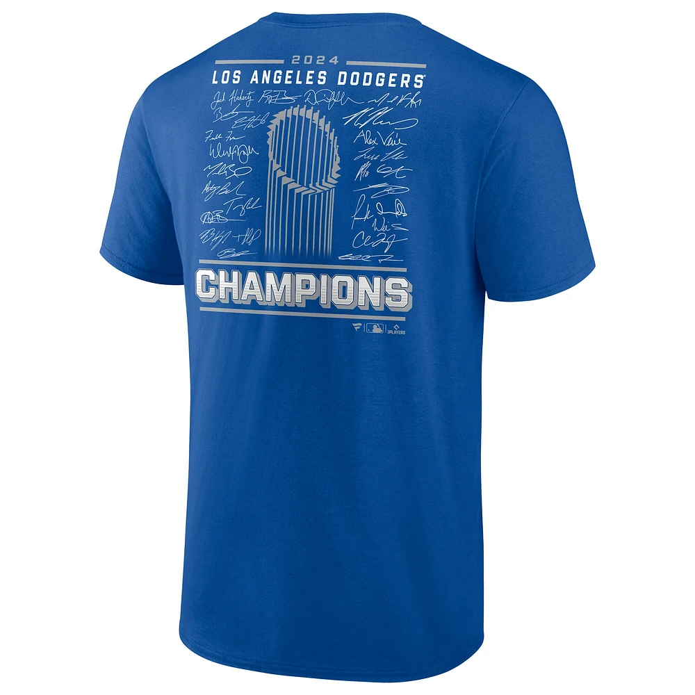 T-shirt Fanatics Royal Los Angeles Dodgers pour hommes, équipe de champions la série mondiale 2024, taille grande et