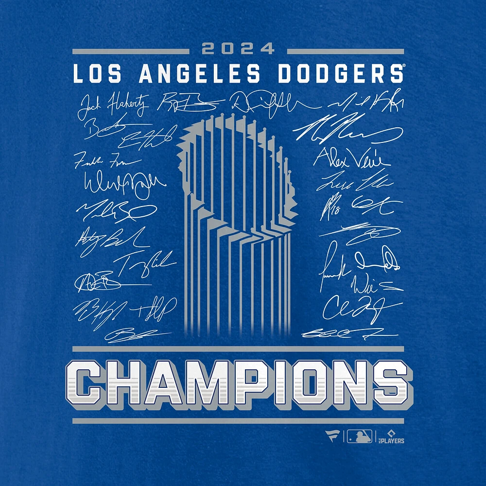 T-shirt Fanatics Royal Los Angeles Dodgers pour hommes, équipe de champions la série mondiale 2024, taille grande et