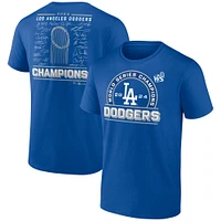 T-shirt Fanatics Royal Los Angeles Dodgers pour hommes, équipe de champions la série mondiale 2024, taille grande et