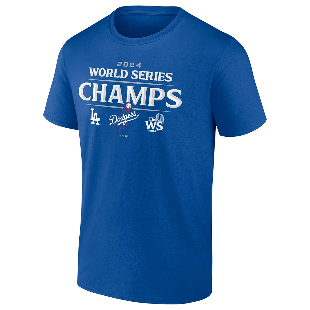 T-shirt Fanatics Royal Los Angeles Dodgers avec logo officiel des champions de la série mondiale 2024 pour hommes