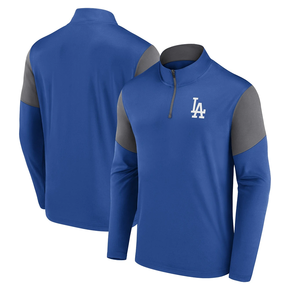 Haut à quart de zip avec logo Fanatics Royal Los Angeles Dodgers pour hommes