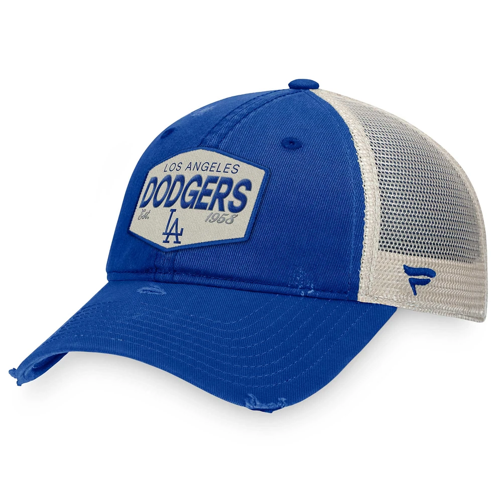 Casquette réglable Fanatics Royal Los Angeles Dodgers Patch Trucker pour hommes