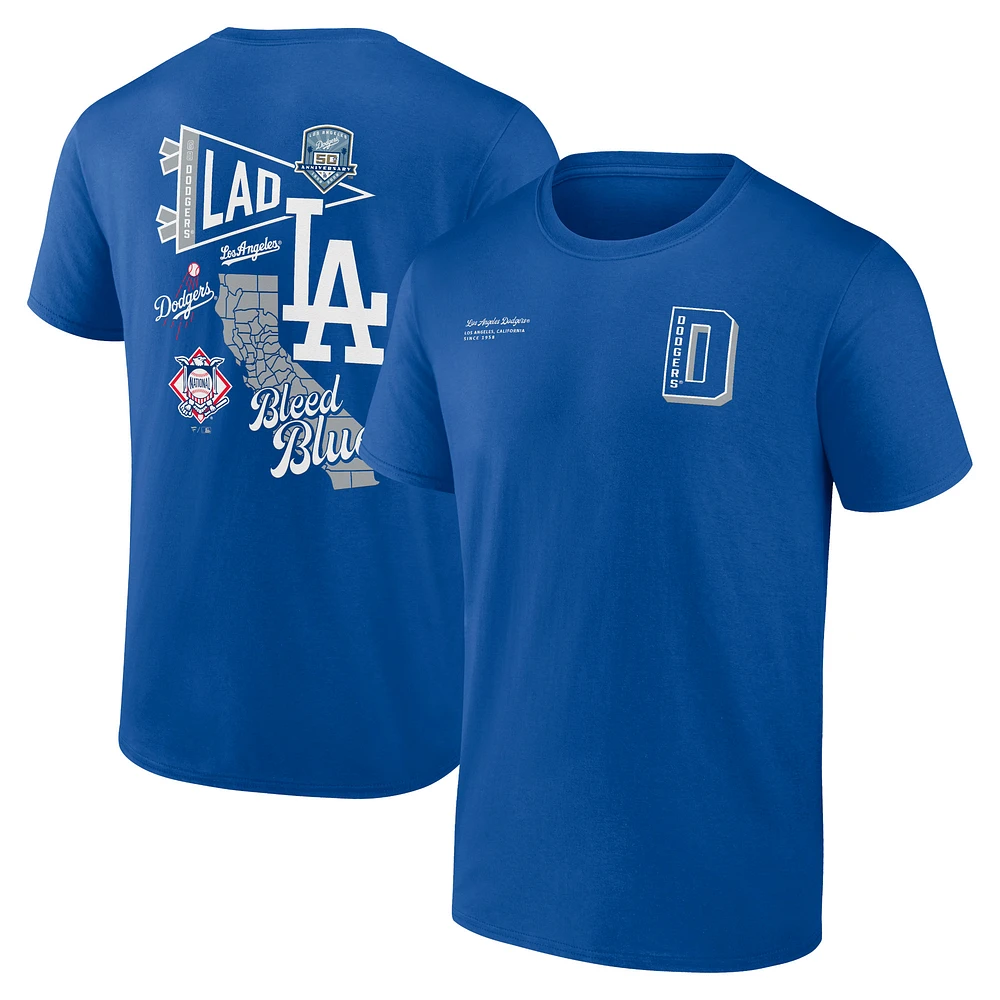 T-shirt Fanatics Royal Los Angeles Dodgers Split Zone pour hommes