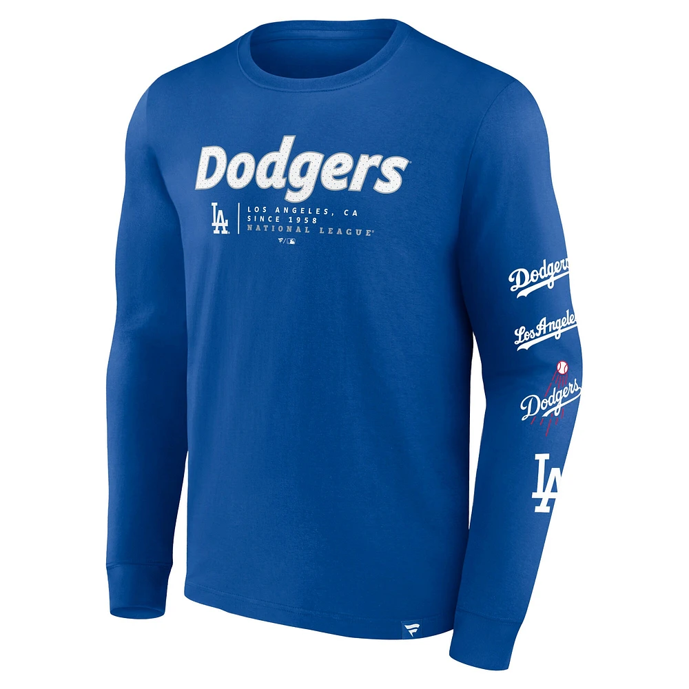 T-shirt à manches longues Fanatics Royal Los Angeles Dodgers Strike the Goal pour hommes