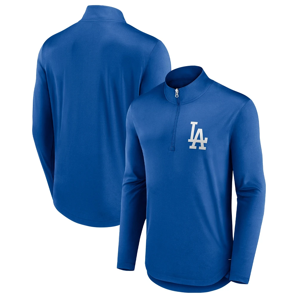 Pull léger à fermeture éclair quart de tour Fanatics Royal Los Angeles Dodgers Tough Minded pour hommes