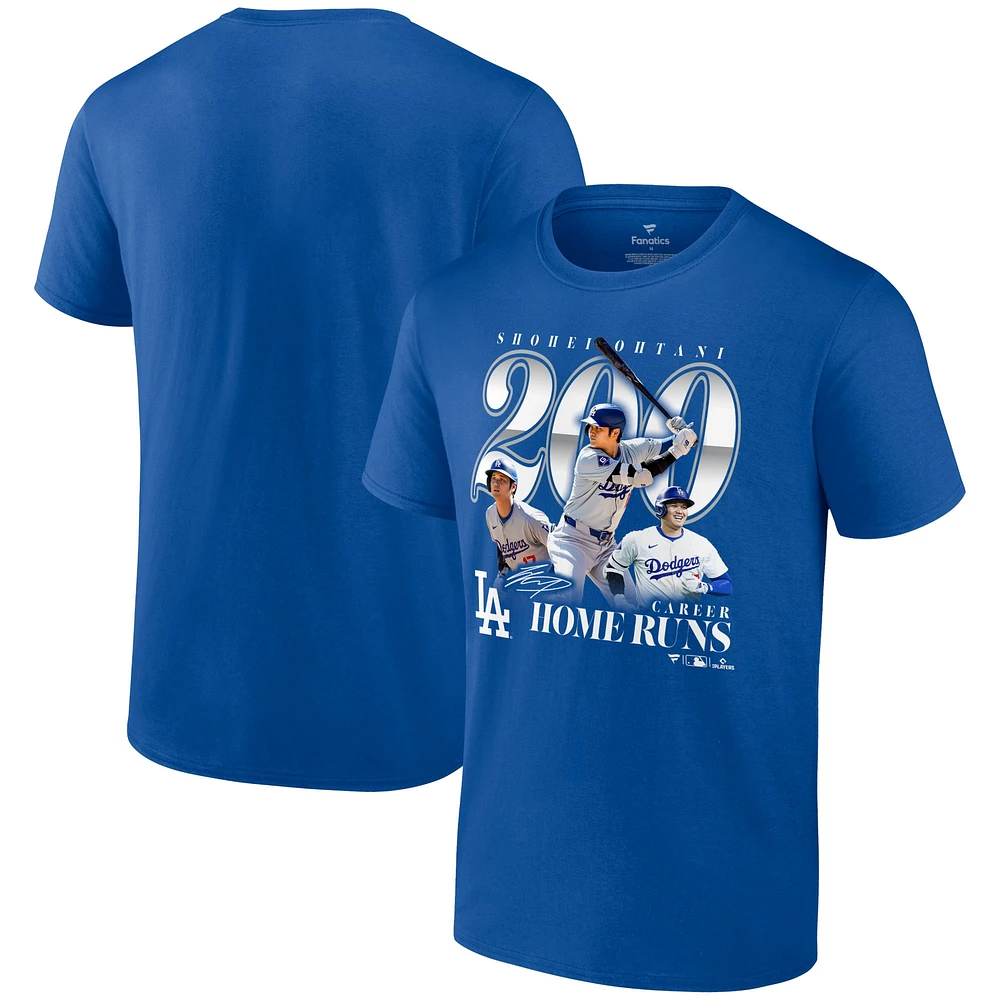 T-shirt fanatiques Shohei Ohtani Royal Los Angeles Dodgers 200e carrière Home Run pour hommes