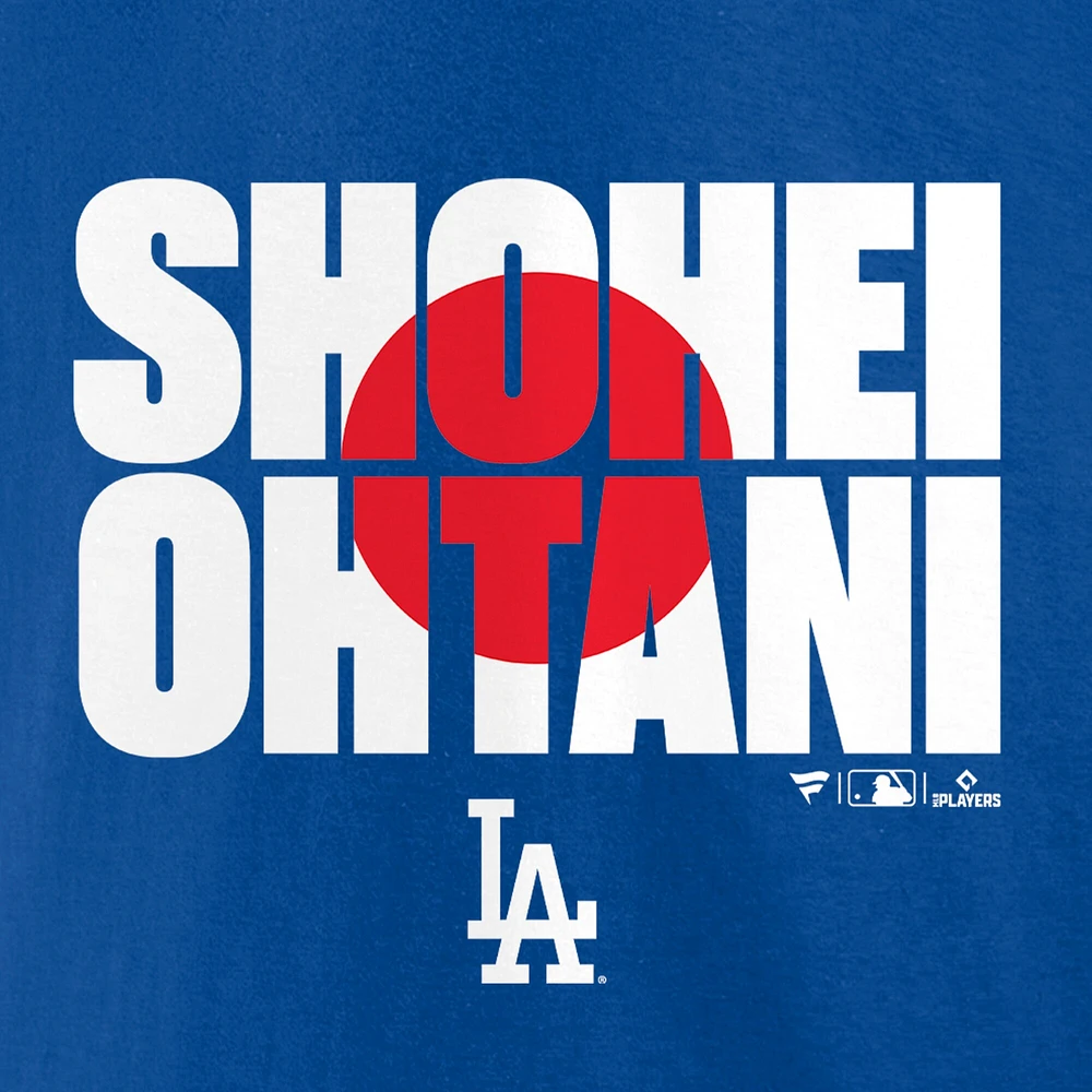 Men's Fanatics Shohei Ohtani Royal Los Angeles Dodgers Flag T-Shirt