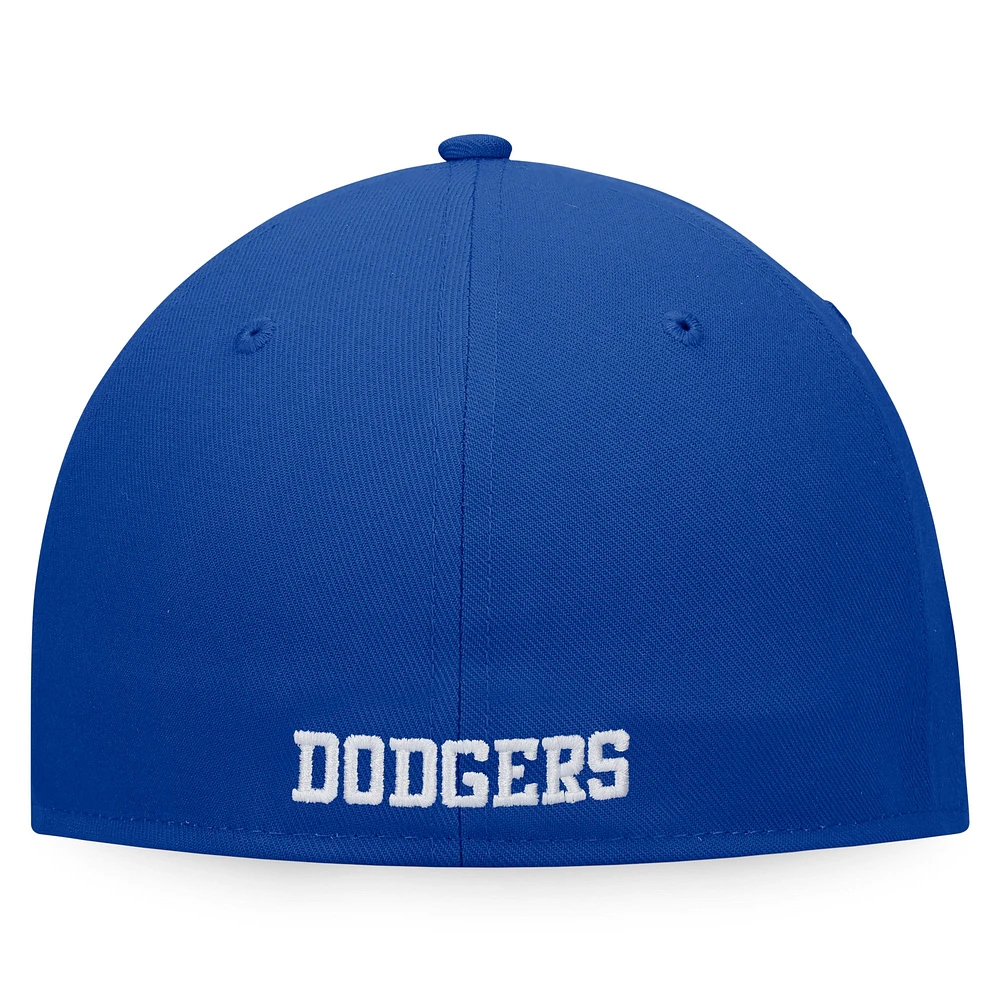 Casquette ajustée à blocage de couleur emblématique Fanatics pour hommes blanc/royal Los Angeles Dodgers