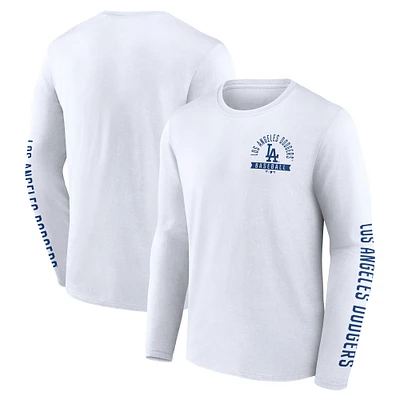 T-shirt à manches longues blanc Fanatics pour hommes Los Angeles Dodgers Press Box