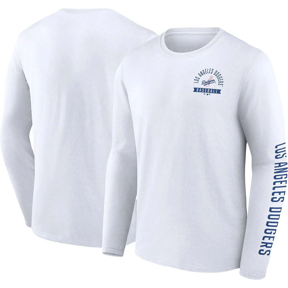 Men's Fanatics White Los Angeles Dodgers Pressbox Long Sleeve T-Shirt