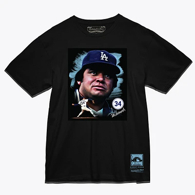 Men's Fernando Valenzuela Black Los Angeles Dodgers Portrait T-Shirt