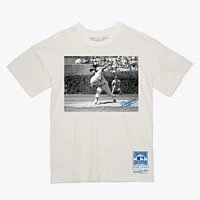 Men's Fernando Valenzuela Cream Los Angeles Dodgers Black & White Photo T-Shirt