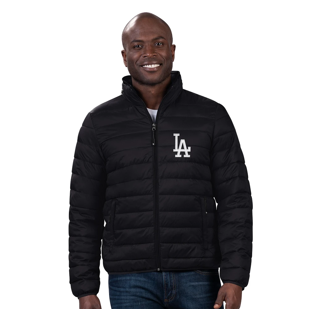 Men's G-III Sports by Carl Banks Black Los Angeles Dodgers Packable Neck Pillow Full-Zip Puffer Jacket