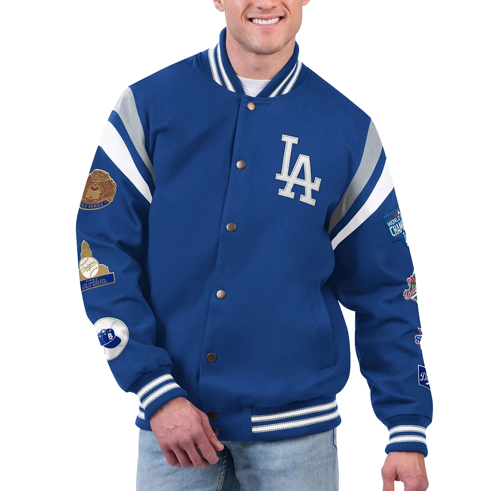 Veste universitaire rapide à boutons-pression complets G-III Sports by Carl Banks Royal Los Angeles Dodgers pour hommes