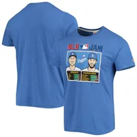 T-shirt à trois mélanges hommage Clayton Kershaw et Corey Seager Royal Los Angeles Dodgers MLB Jam pour hommes