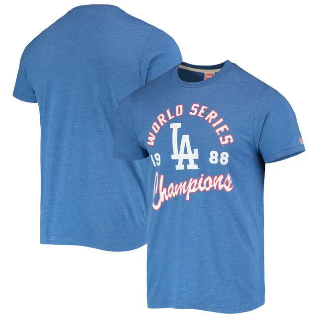 Men's Homage Royal Los Angeles Dodgers Hand-Drawn Logo Tri-Blend T-Shirt Size: Extra Large