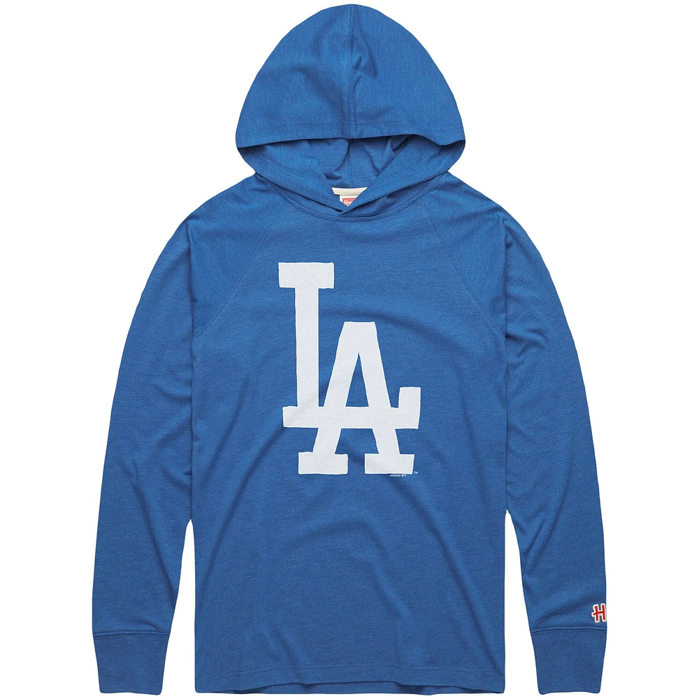 Men's Homage Royal Los Angeles Dodgers Lightweight Raglan Tri-Blend Pullover Hoodie
