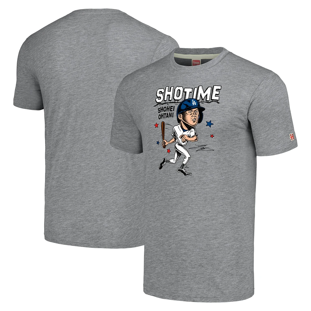 T-shirt Hommage Shohei Ohtani gris Los Angeles Dodgers Signature pour hommes