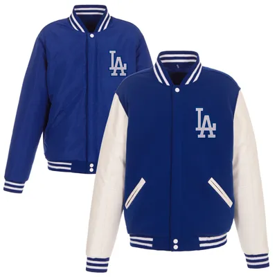 Dallas Cowboys JH Design Reversible Fleece Jacket with Faux Leather Sleeves - Navy/White