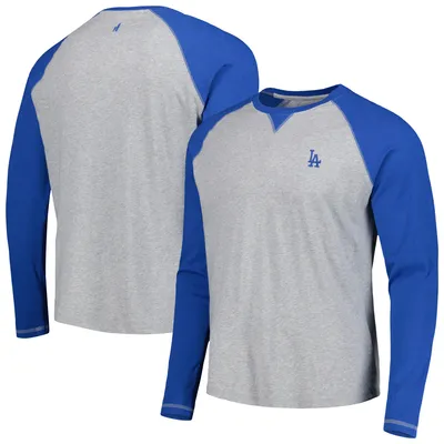 T-shirt à manches longues Alsen Raglan des Los Angeles Dodgers johnnie-O pour homme, royal/gris chiné