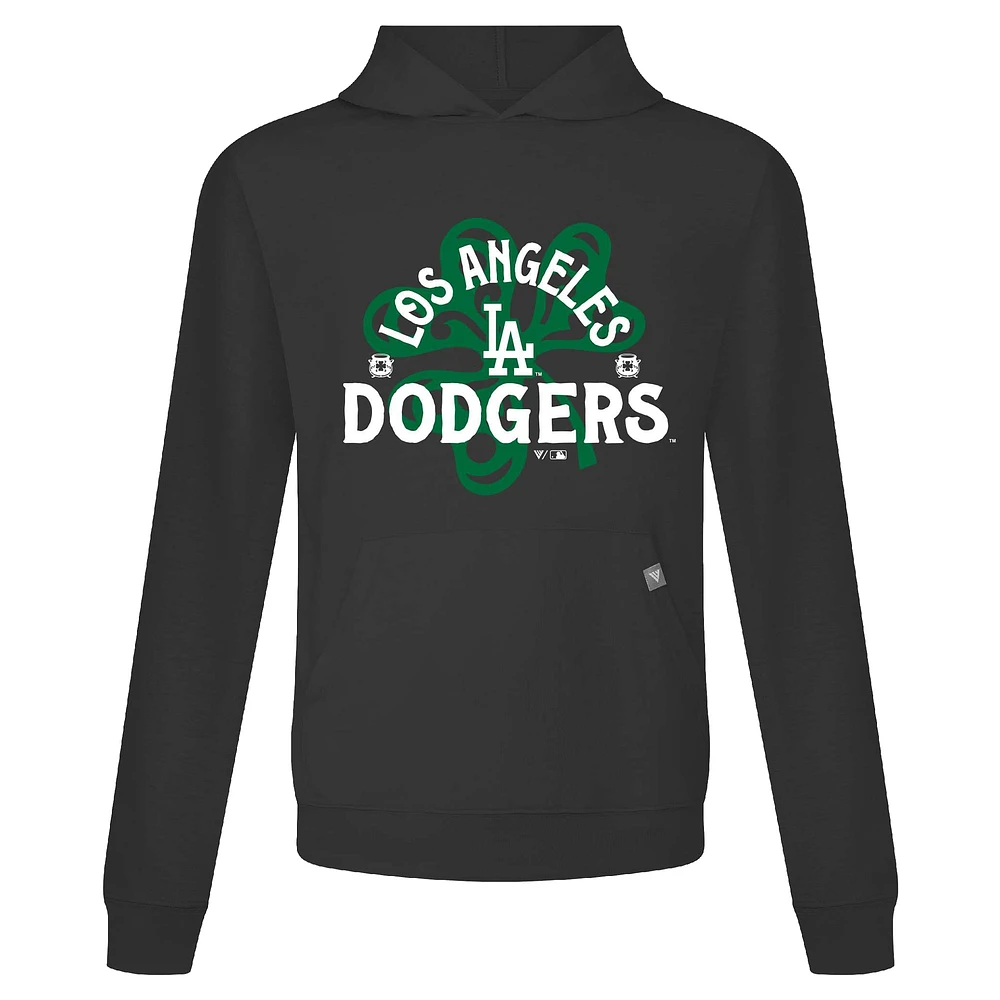 Men's Levelwear Black Los Angeles Dodgers St. Patrick's Day Relay Shamrock Pullover Hoodie