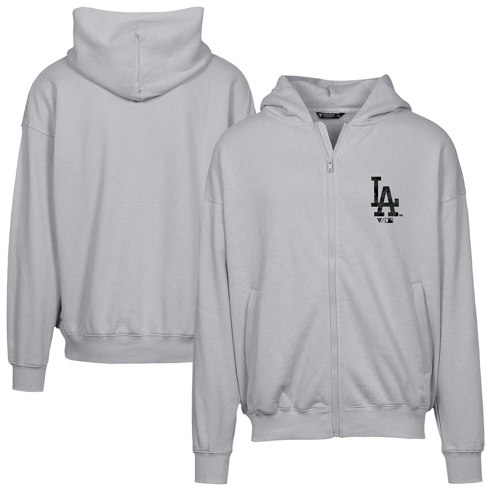 Men's Levelwear  Gray Los Angeles Dodgers Oversized Uphill Digital Camo Full-Zip Hoodie