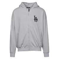 Men's Levelwear  Gray Los Angeles Dodgers Oversized Uphill Digital Camo Full-Zip Hoodie