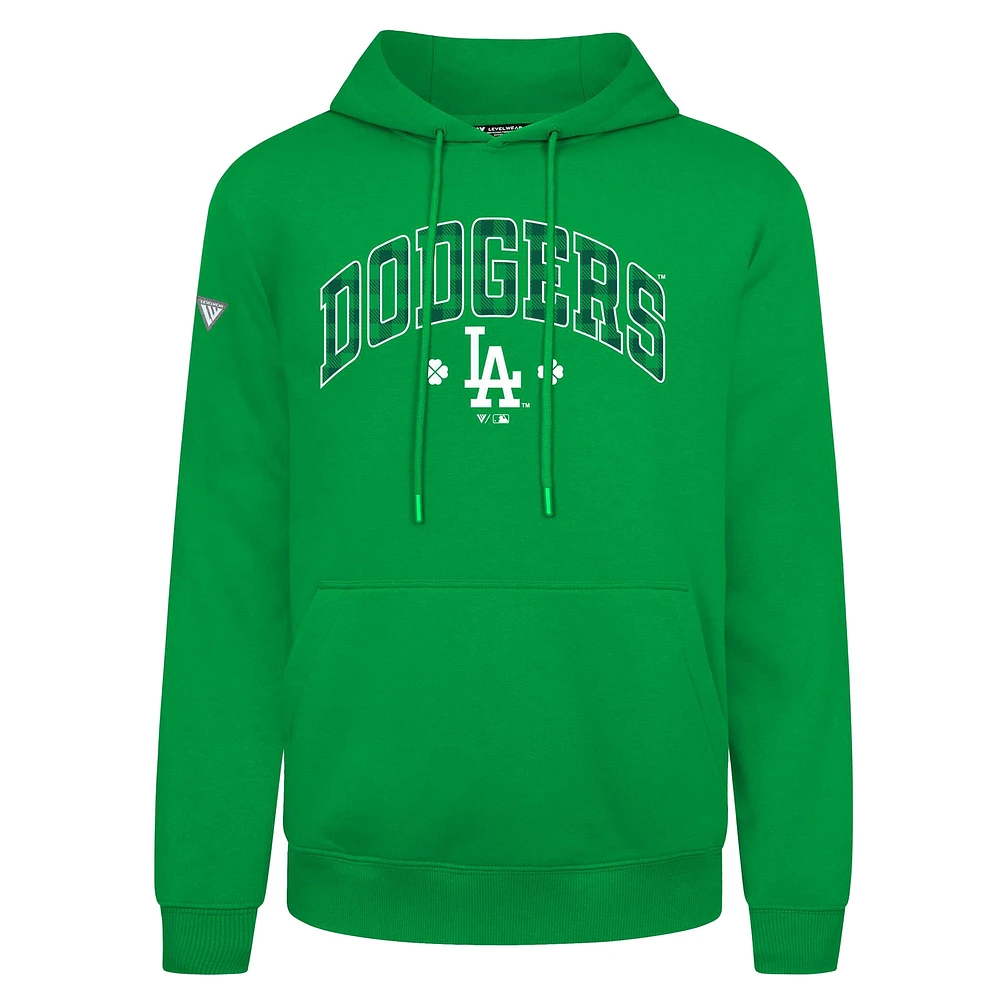 Men's Levelwear Los Angeles Dodgers St. Patrick's Day Podium Plaid Pullover Hoodie