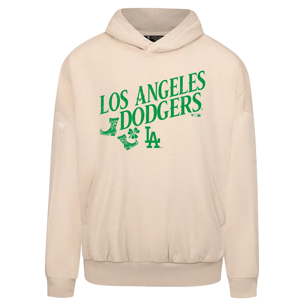 Men's Levelwear  Khaki Los Angeles Dodgers St. Patrick's Day Pullover Hoodie