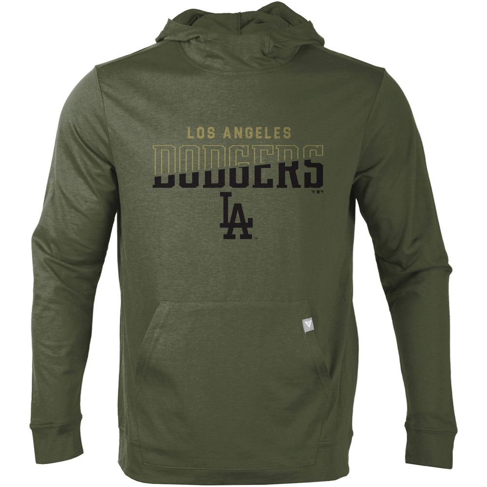 Men's Levelwear Olive Los Angeles Dodgers Delta Chiseled Thrive Pullover - Hoodie