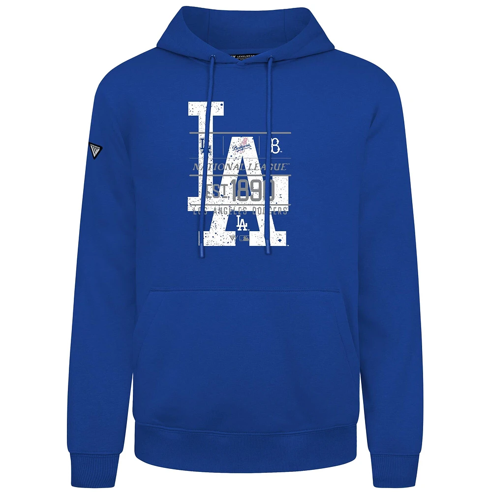 Sweat à capuche manches longues pour homme Levelwear Royal Los Angeles Dodgers Cooperstown Collection Podium Acumen effet vieilli