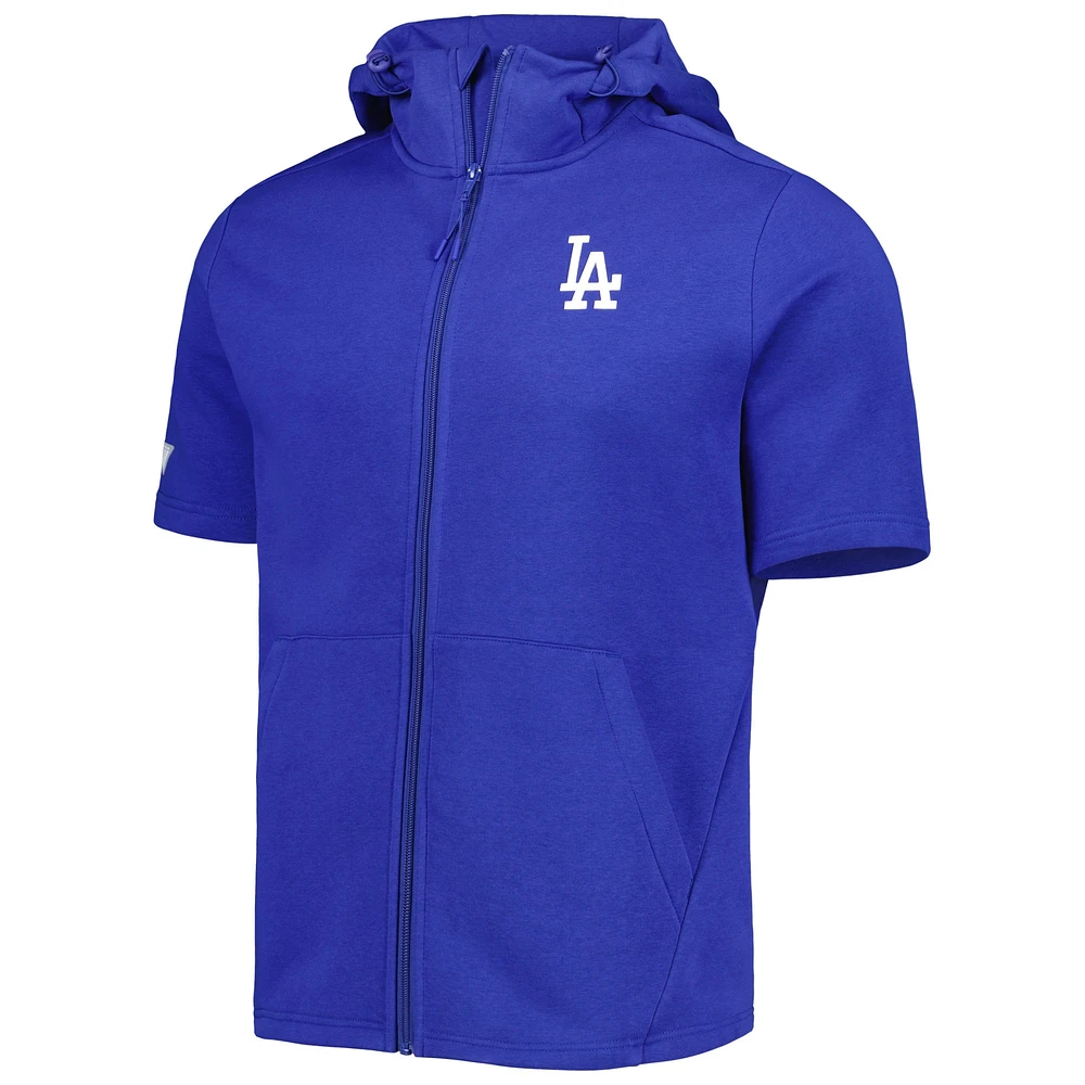 Chandail à capuchon manches courtes et fermeture éclair pour homme Levelwear Royal Los Angeles Dodgers Recruit