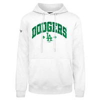 Men's Levelwear  White Los Angeles Dodgers St. Patrick's Day Podium Plaid Pullover Hoodie