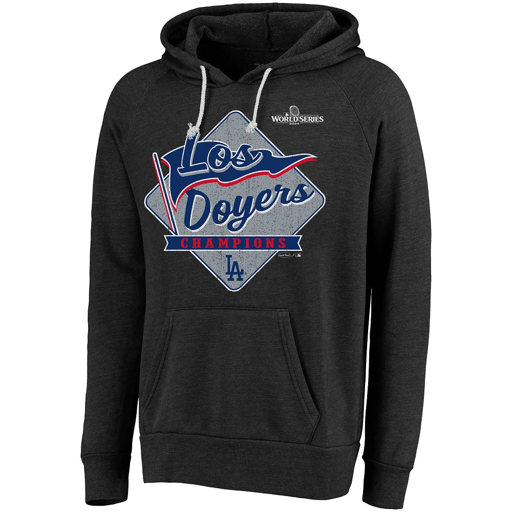 Men's Majestic Threads Black Los Angeles Dodgers 2024 World Series Champions  Tri-Blend Pullover Hoodie