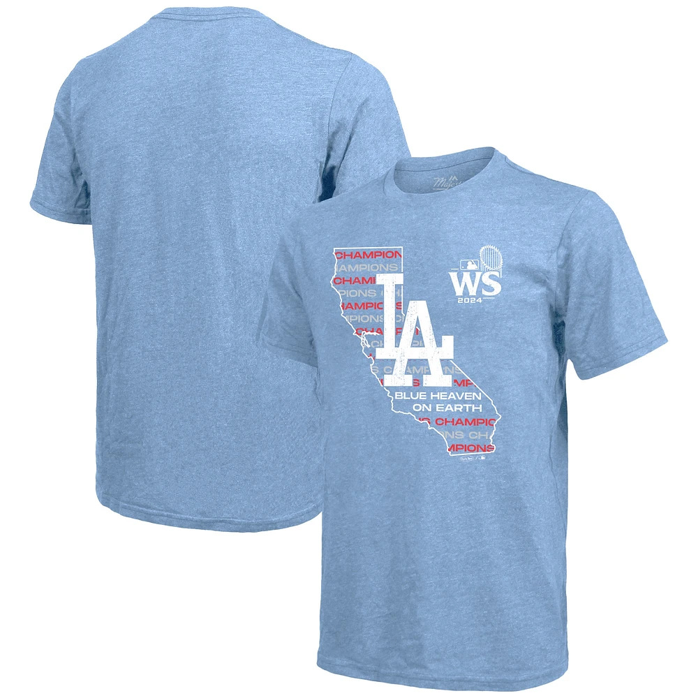 T-shirt bleu clair Majestic Threads pour homme Los Angeles Dodgers Champions de la série mondiale 2024 Tri-Blend Local