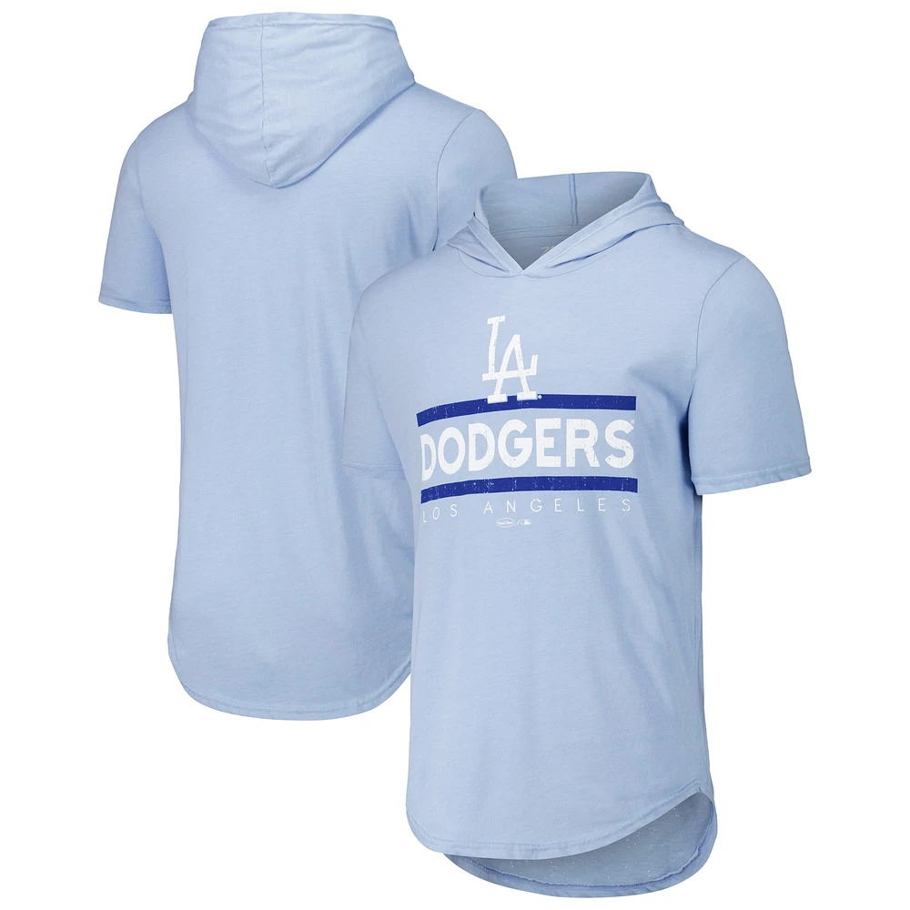 Men's Majestic Threads Light Blue Los Angeles Dodgers Tri-Blend Hoodie T-Shirt