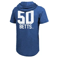 Men's Majestic Threads Mookie Betts Royal Los Angeles Dodgers 2024 World Series Champions Name & Number Tri-Blend Short Sleeve Pullover Hoodie