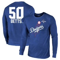 Men's Majestic Threads Royal Los Angeles Dodgers 2024 World Series Champions Name & Number Tri-Blend Long Sleeve T-Shirt