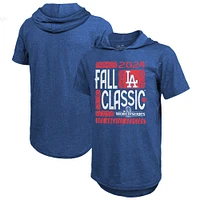 Men's Majestic Threads Royal Los Angeles Dodgers 2024 World Series Tri-Blend Hoodie T-Shirt