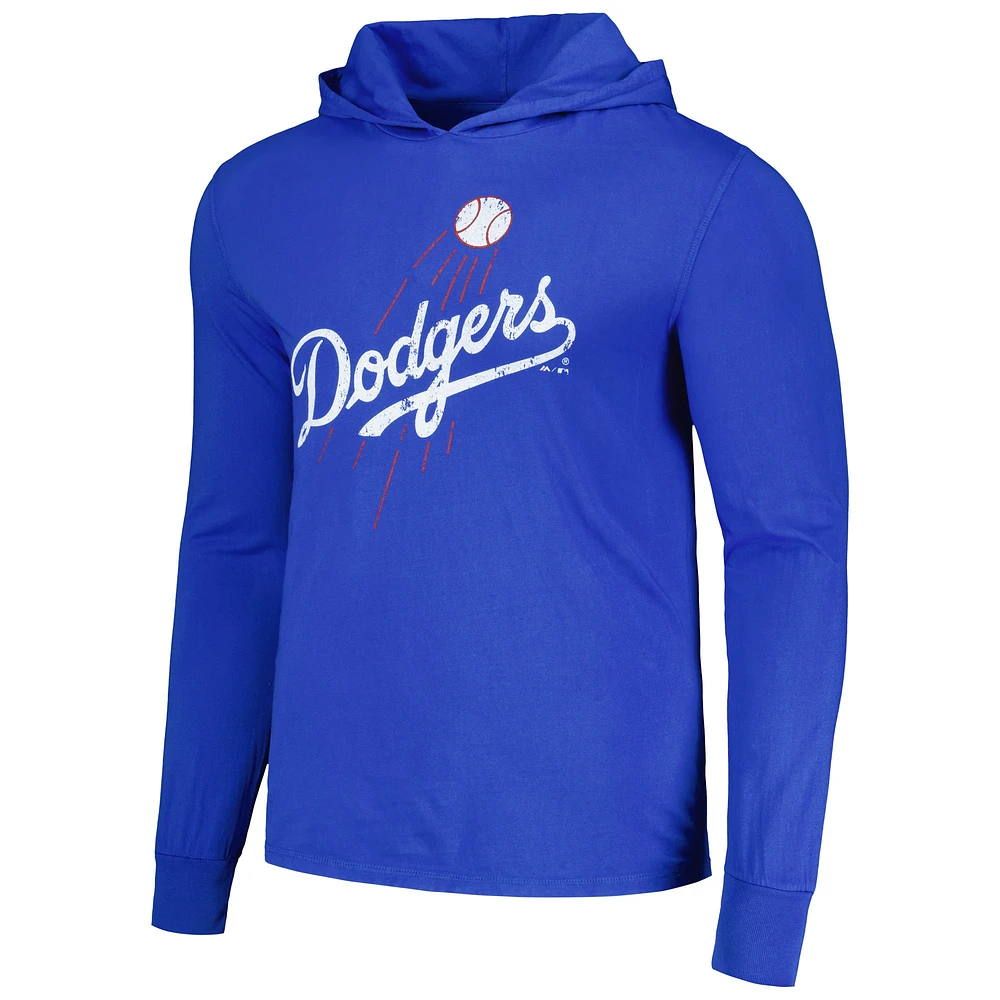 Men's Majestic Threads Shohei Ohtani Royal Los Angeles Dodgers  Soft Hand Long Sleeve Hoodie T-Shirt