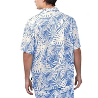 Chemise boutonnée de fête à imprimé Monstera des Dodgers Los Angeles Margaritaville Royal pour hommes